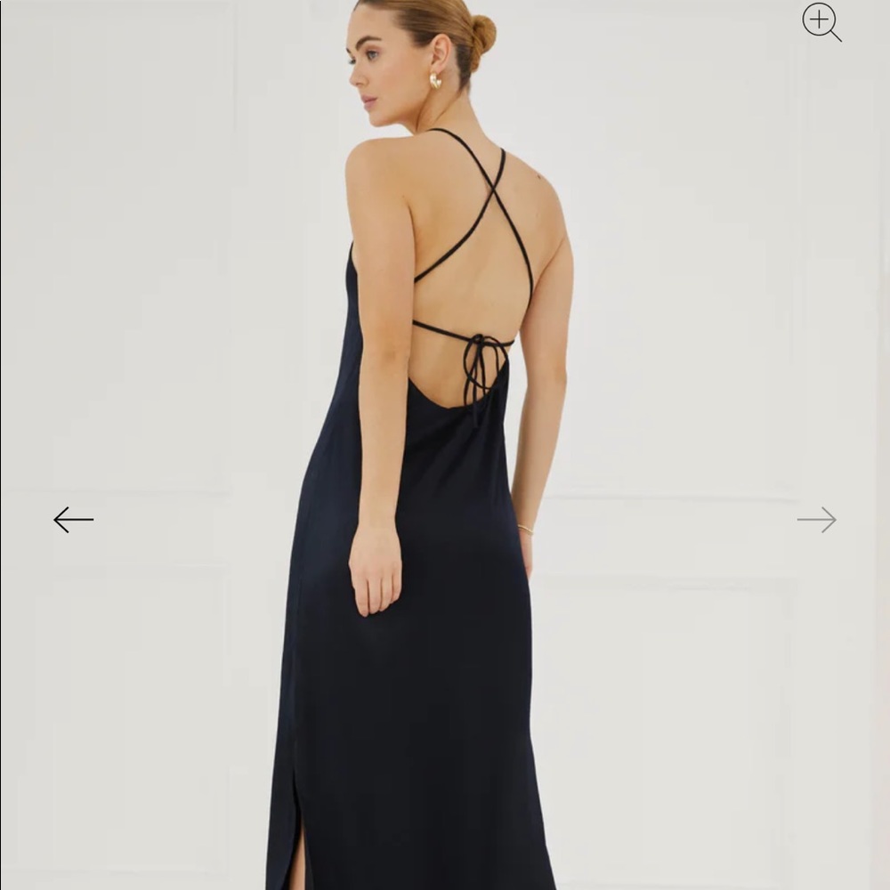 Something Navy Black Silk Dress. Size M.